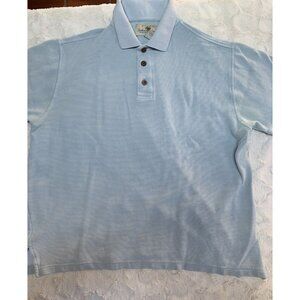 Island Shores Men's Medium Short Sleeve Polo Shirt Light Blue Casual Silk Blend